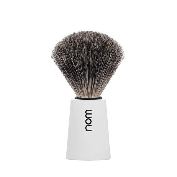 nom Carl Pure Badger Shaving Brush (Handle: White)