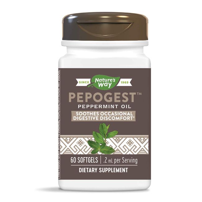 Nature's Way Pepogest Peppermint Oil, Soothes Occasional Gastrointestinal Discomfort*, 60 Softgels