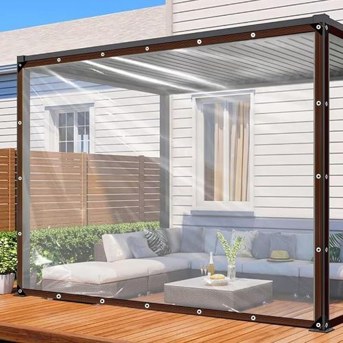 Clear Tarp - Heavy Duty Waterproof 7x9FT Plastic Tarps with Grommets Clear Vinyl Tarps for Outdoor Porches Transparent Tarpaulin for Patio Enclosure Roofs Greenhouse Plant Chicken Coop Cover