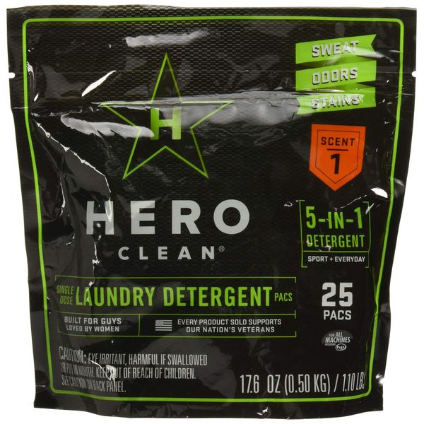 Hero Clean Laundry Detergent PACS, Scent 1, 25-Count