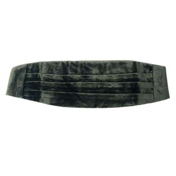 Olive Green Textured Velvet Cummerbund