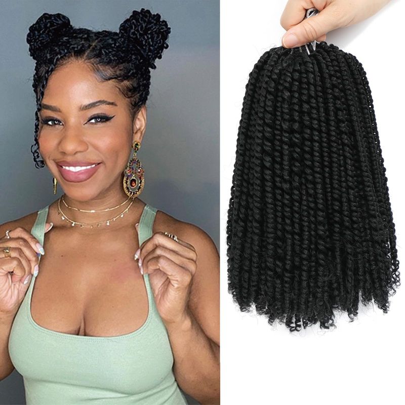 FLWAI Micro Twist Crochet Hair 10 Inch 3 Packs Natural Black Pre