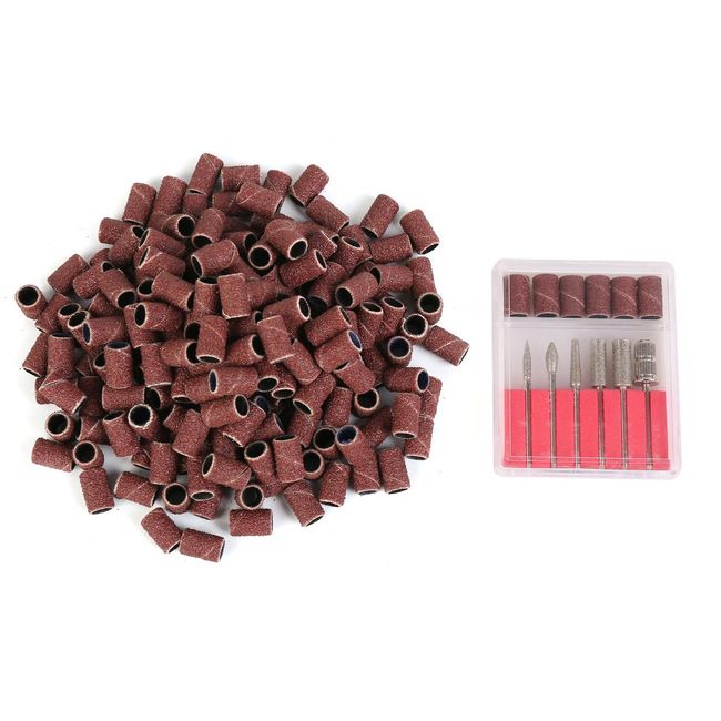 Sanding band for nail machine, large set of 600 pieces (coarse/fine/extra-fine) in case, with 6 nail drills, nail off  mmk-o86