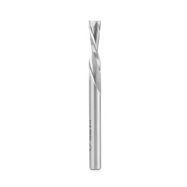 Amana Tool HSS1655 Double Flute Spiral Router Bits Metal Aluminum Cutting 1/4 D x 1 x 1/4 Inch Shank Down-Cut Router Bit High Speed Steel