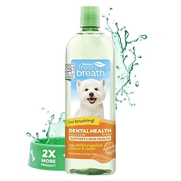 TropiClean Fresh Breath Supports Skin Health | Dog Oral Care Water Additive | Dog Breath Freshener Additive for Dental Health | VOHC Certified | Made in the USA | 33.8 oz.