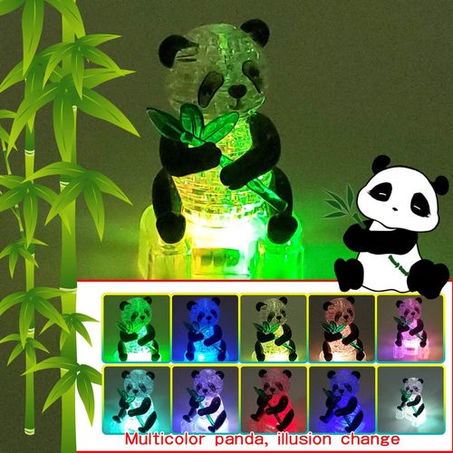 Coolplay 3D Crystal Puzzle Panda Gifts, Desk Toys with Light-Up Base 58 Pieces