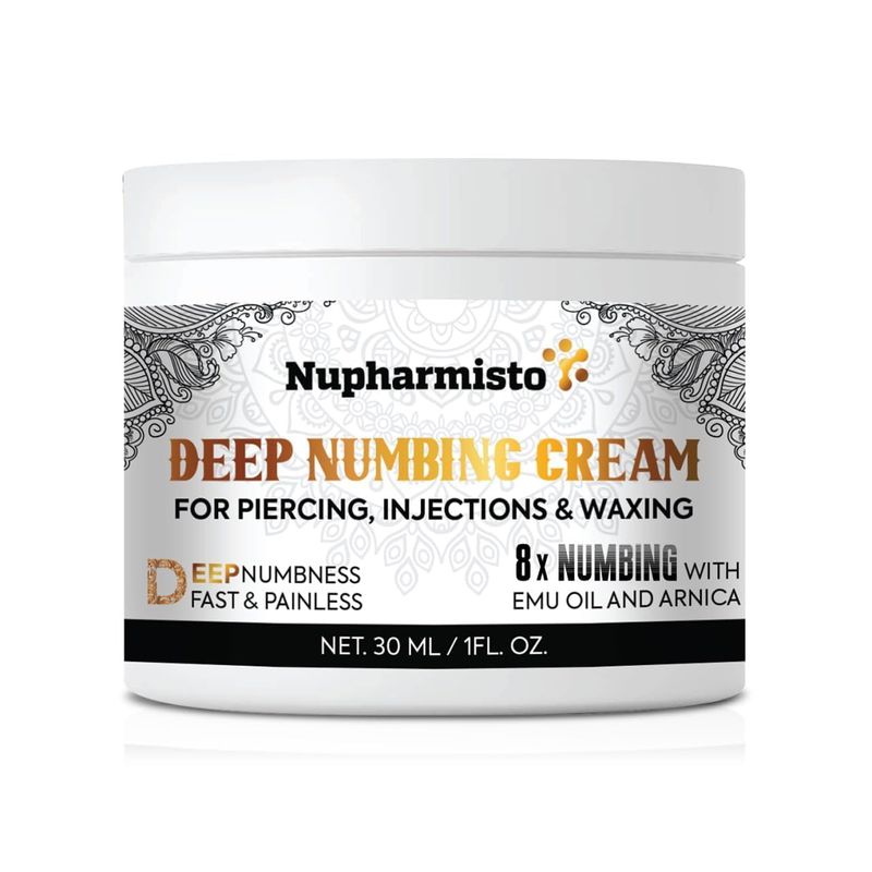 Nupharmisto Deep Numbing Cream for Piercing, Injections& Tattoos, Fast Numbing for Waxing, 7 Hour...