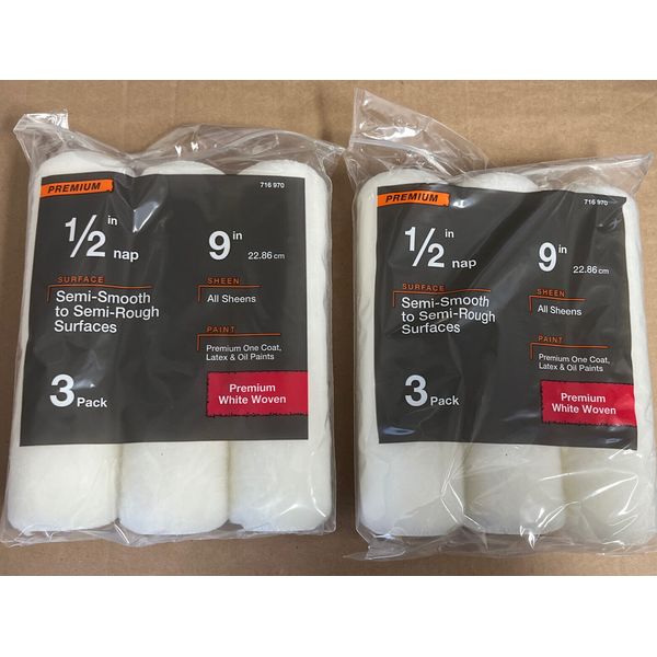 9 in.x 1/2 in.Shed Resistant White Woven Paint Roller Cover (2BAG of 3-Pack)