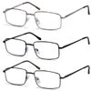 Eyekepper 3-pack Readers Rectangular Spring Temple Large Metal Reading Glasses Men