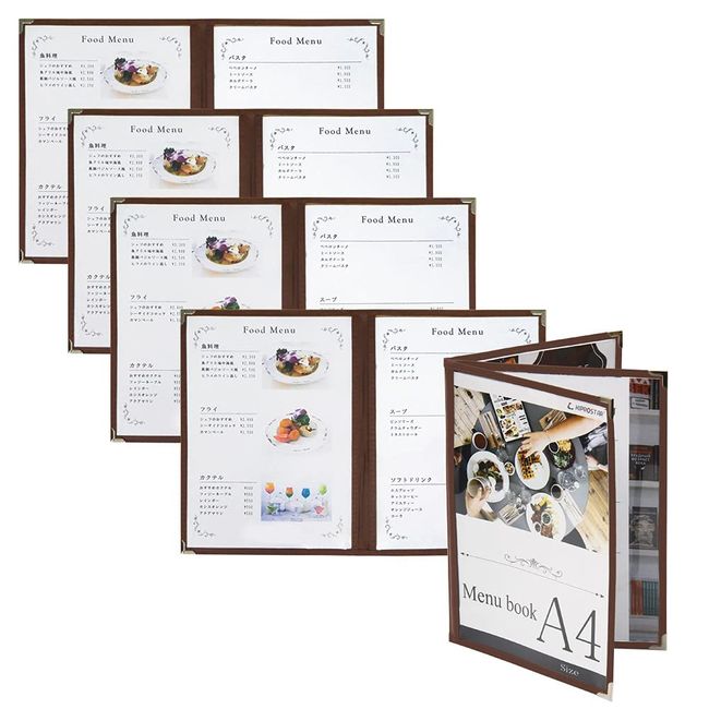 PRO-MA4-6 Menu Book, Set of 5, 6 Pages (3 Sheets 6 Sides), A4 Size, Medium Bound