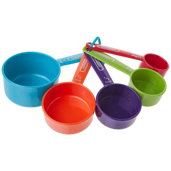 Farberware Professional Plastic Measuring Cups with Coffee Spoon, Set of 5, Colors may vary