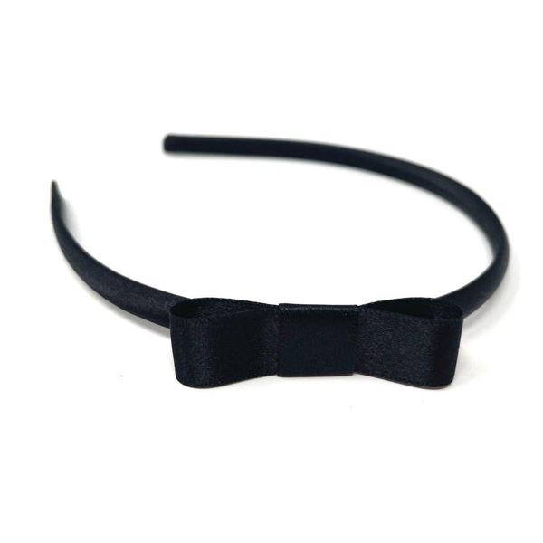 Black Bow Headband Black Satin Hair Bow