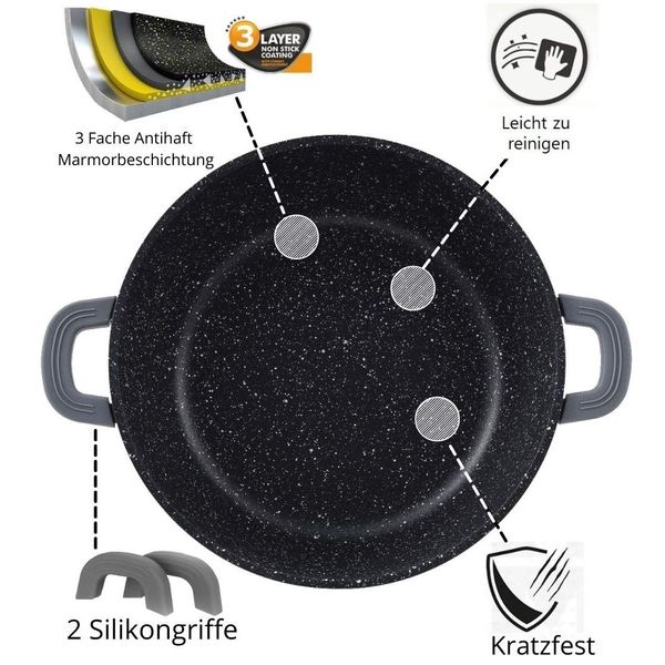 Saucepan Soup Pot Cast Aluminium 32 cm Black