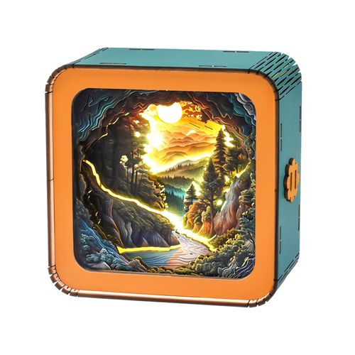 3D Wooden Puzzles for Adults(Sunset Wilderness Path) DIY LED Light Kit with Eye-Care Adjustable Brightness Switch for Teens-Personalized Gifts for DIY Puzzle Lovers