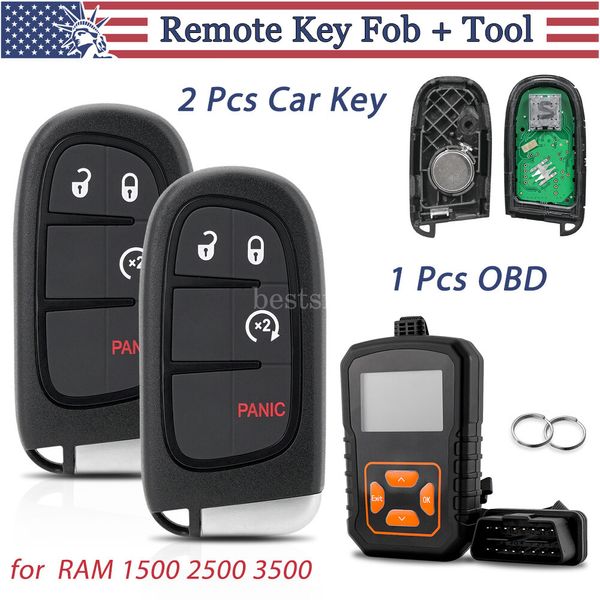 2x New Replacement Remote Key Fob 4 Button With Tool Kit For RAM 1500 2500 3500