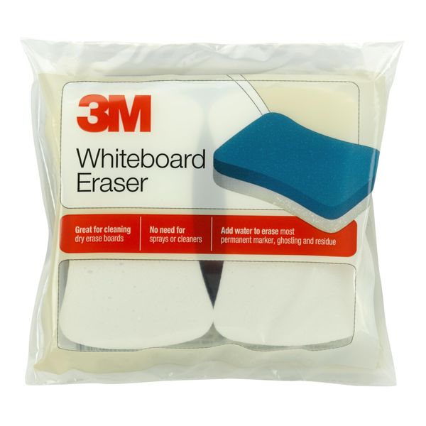 3M Whiteboard Eraser for Whiteboards, 2-Pack, White/Blue (581-WBE)