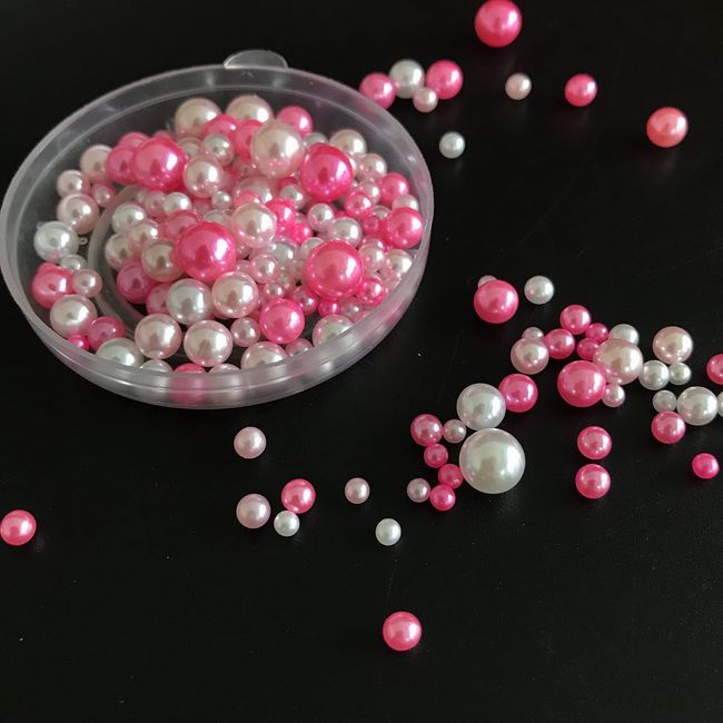 About 150 grains/pack 3/4/5/6/8MM size mix nonporous ABS magic color symphony pearl imitation pearl nail sequin mobile beauty figure model DIY decoration supplies cosmetic box accessories PinkMix