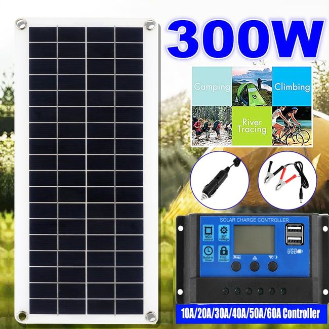 100W Solar Panel Dual USB 5V DC 18V With 60A Controller Waterproof Solar  Cells Poly Solar Cells for Car Yacht RV Battery Charger