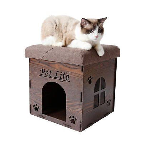 Foldaway Collapsible Cat Furniture Bench - Chaise Cat Lounge That Doubles as ...