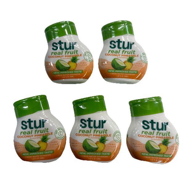 Stur - Coconut Pineapple, Natural Water Enhancer, (5 Bottles, Makes 100 Drinks)