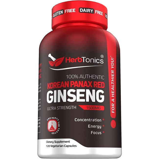 Herbtonics High Strength Ginseng Korean Red Panax Extract - Performance Support for Men & Women (120 Count (Pack of 1))