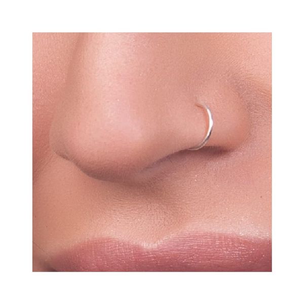 Tiny Silver Nose Ring - Snug 7mm Hoop 20 Gauge Piercing – Dainty 925 Sterling Silver Nose Piercings – Body Jewelry Piercing Hoops – Gift Ready Purchase