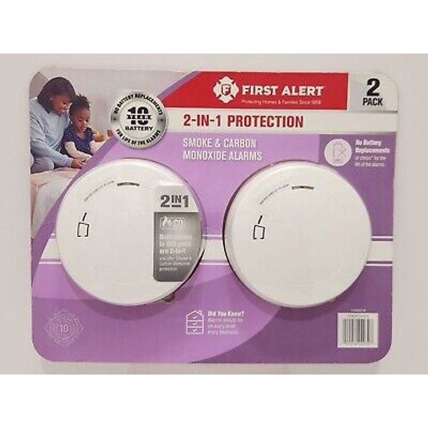 First Alert 2-in-1 Protection Smoke & Carbon Monoxide Alarms 2 Pack. FA-1042014