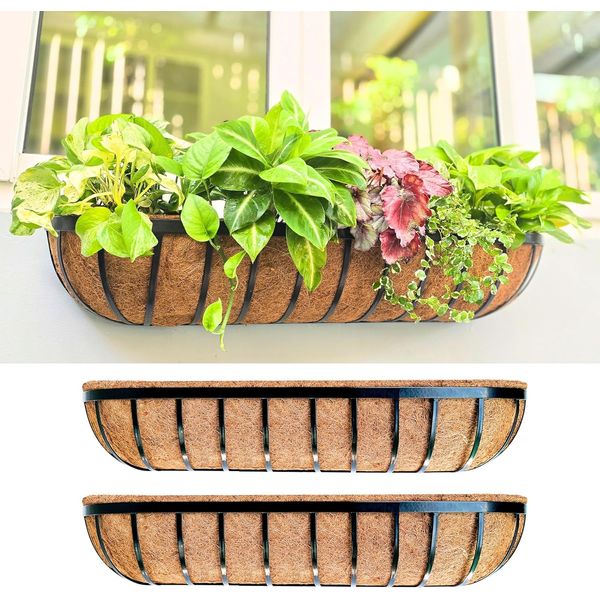 Lalagreen Deck Railing Planter Box - 2 Pack, 36 Inch Large Wall Planters for Out