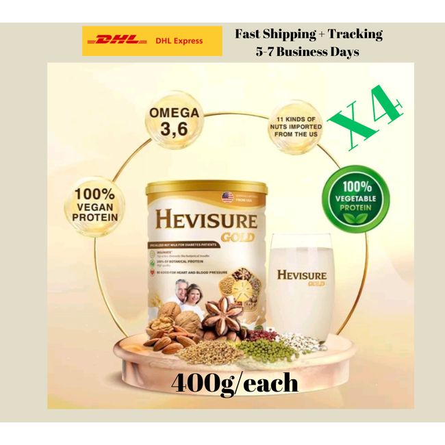 4 Tin Hevisure Gold Diabetic Milk Stabilize Blood Sugar Plant-Based 400g