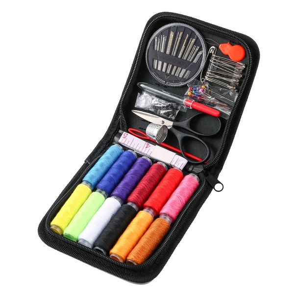 RFWIN Travel Sewing Kit 72pcs Needle and Thread Kit, Portable Mini Sewing Supplies for Beginner | Kids | Home and Emergency Use