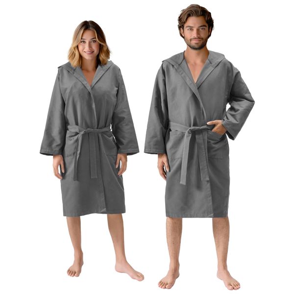 JEMIDI Mikrofaser Bademantel für Damen und Herren - Leichter dünner Bademantel Unisex - Saunamantel Reisebademantel dünn und leicht - Bathrobe