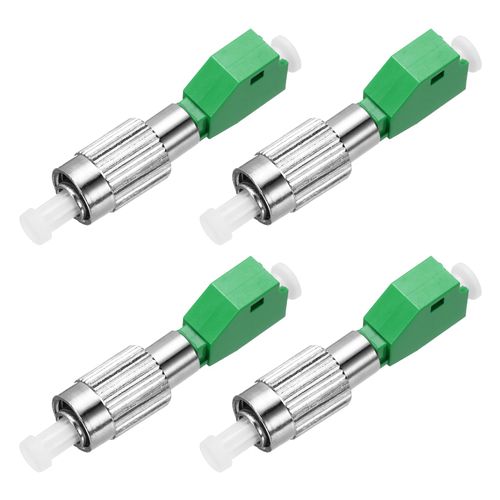 MECCANIXITY Fiber Optic Coupler Male FC/UPC to LC/APC Female Single Mode Simplex Fiber Optical Cable Adapter Fiber Optic Converter Connectors Green for Network Internet, 4 Pack