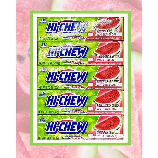 5 Sticks Hi-Chew SWEET & SOUR WATERMELON Morinaga Fruit Chews Candy 1.76 oz. Ea