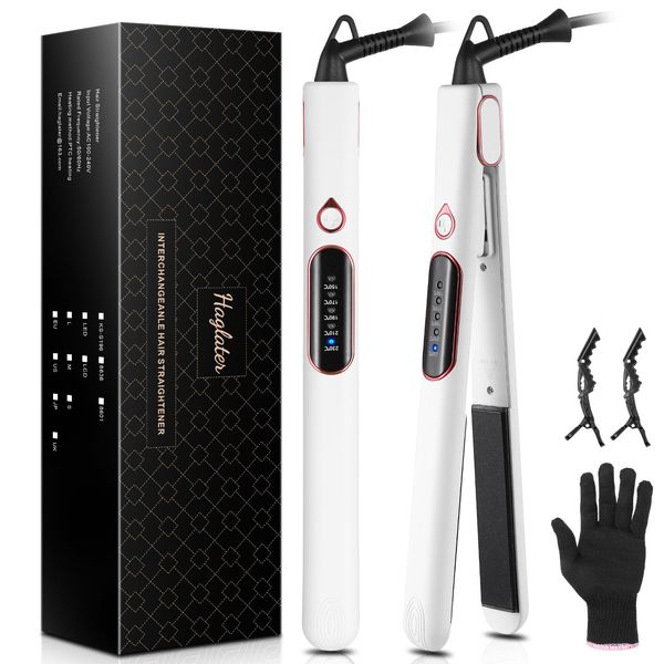 Hair Straighteners for Women, Haglater 2 in 1 Straightener and Curler Ceramic Plates Flat Iron with Adjustable Temperature LCD Display Straightening Styling Tool for Long Hair