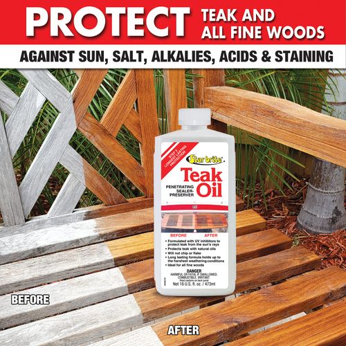 STAR BRITE Marine Grade Teak Oil - Long-Lasting, UV-Resistant Wood Sealer & Preserver With UV Protection for Boats, Outdoor Furniture & All Fine Wood - 32 Ounce (081632)