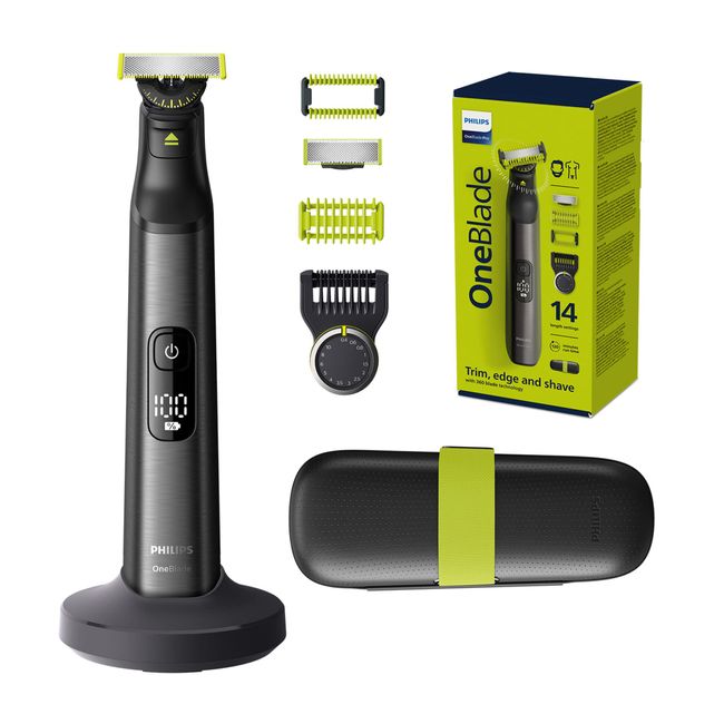 Philips OneBlade Pro 360 Face + Body - Electric Beard Trimmer, Shaver and Razor, with 14-Length Comb and Click-On Skin Guard, Body Comb and Travel Case (Model QP6651/30)