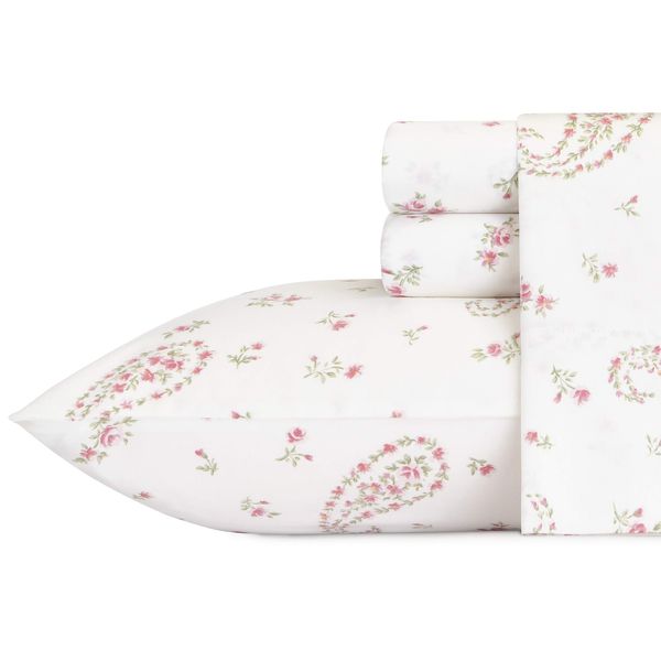 Laura Ashley - King Sheets, Soft Sateen Cotton Bedding Set - Sleek, Smooth, &...