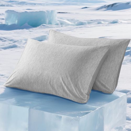 Cooling Pillow Cases Queen Size 2 Pack, Degrees of Comfort Q-max>0.4 Pillow Cover Set with Envelope Closure for Hot Sleepers, 20x30 Inch Grey