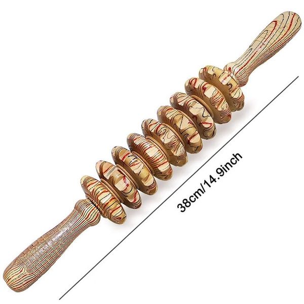 AB Slide Handheld Wooden Massager Roller Stick Trigger Point Manual Massage Tool Anti Cellulite Body Muscle Pain Relief 9, [02] B