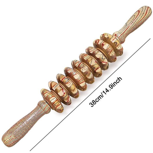 AB Slide Handheld Wooden Massager Roller Stick Trigger Point Manual Massage Tool Anti Cellulite Body Muscle Pain Relief 9, [02] B