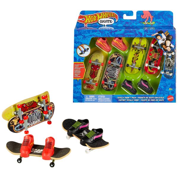 Hot Wheels Skate Fingerboards & Skate Shoes Multipack, Toy for Kids (Styles May Vary)