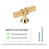 LONTAN 10 Pack Gold Brass Kitchen Cabinets Knobs Dresser Knobs T Bar Solid Cabinet Hardware Drawer Knobs Single Hole Brushed Brass Knobs for Dresser Drawers