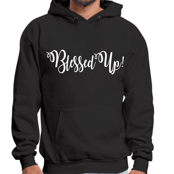 Mens Graphic Hoodie Blessed Up - Black / 4XL