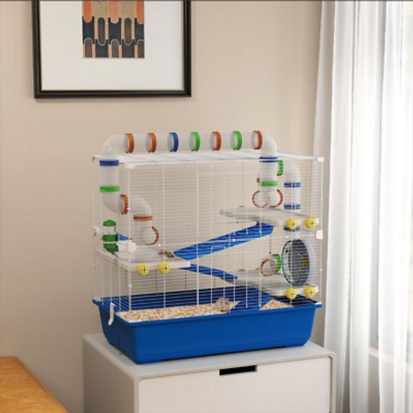 Large Hamster Cage with Multi-Level Design and Accessories for Small Pets