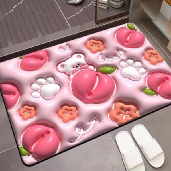 Cute Design Stereoscopic 3D Diatomaceous Earth Bath Mat Interior Bathroom Sink Toilet Soft Kitchen Absorbent Soft Props