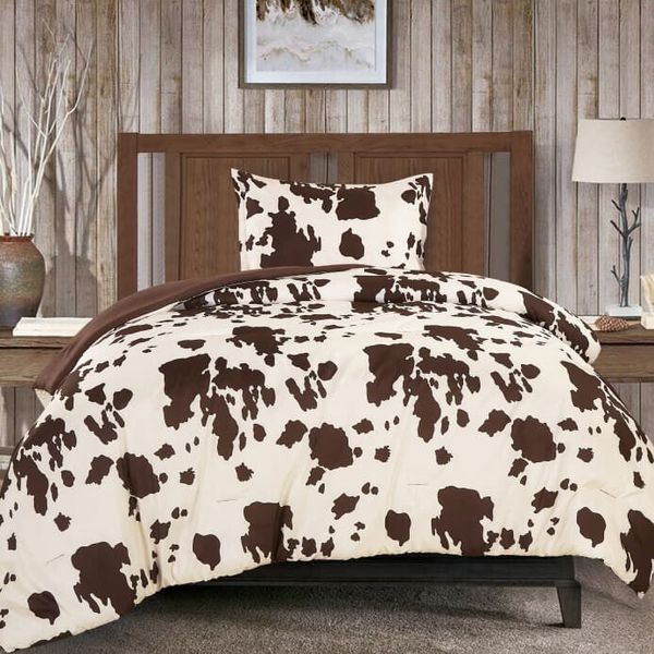 Rustic Cowhide Brown Comforter Set - Twin