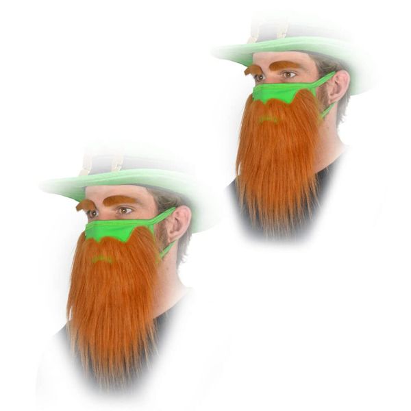 ENCASED (2 Pack) Funny Bearded Leprechaun St Patricks Day Face Masks for Adults