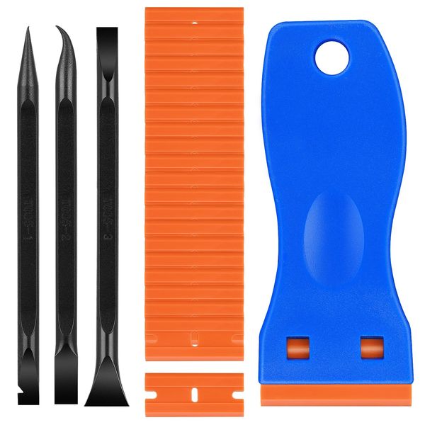 Lusofie Plastic Scraper Tool Set Multi-Purpose Plastic Razor Blades Plastic Blade Scraper Easy to Clean Crevices and Tight Spaces Perfect for Removing Oil Stains, Labels, Food, Dirt, Paint