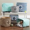 Bone Dry Pet Storage Collection Striped Paw Patch Bin, Large Round, Brown