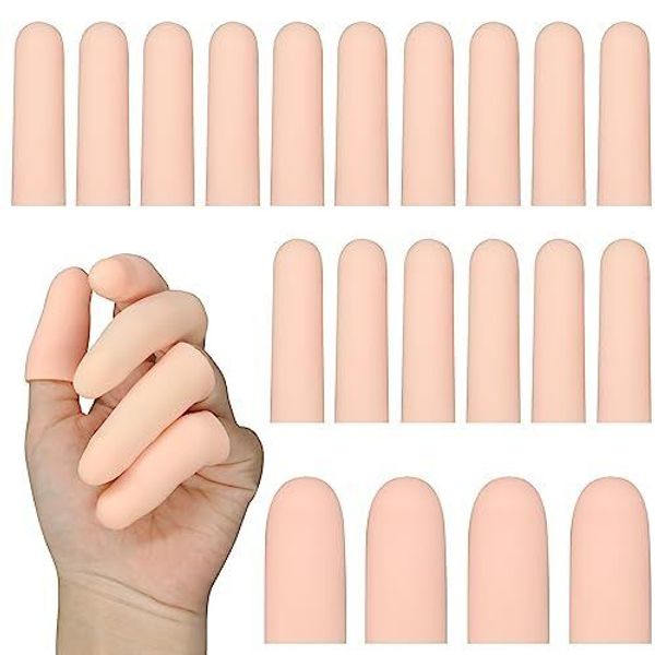 20 Pcs Gel Finger Cots Silicone Thumb Protector Covers for Dry Skin Crack Hand